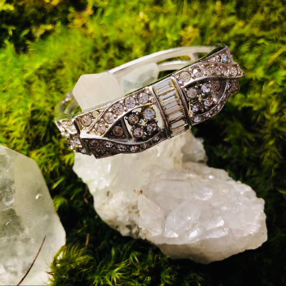 1940s Faux Diamond Cuff Bracelet Vintage